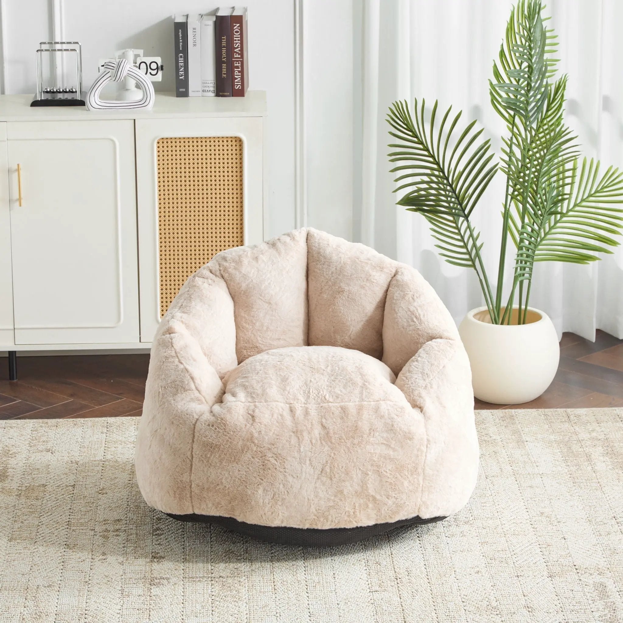 Albi Indoor Cozy Armchair Style Bean Bag - Beige by HouseOfZazla