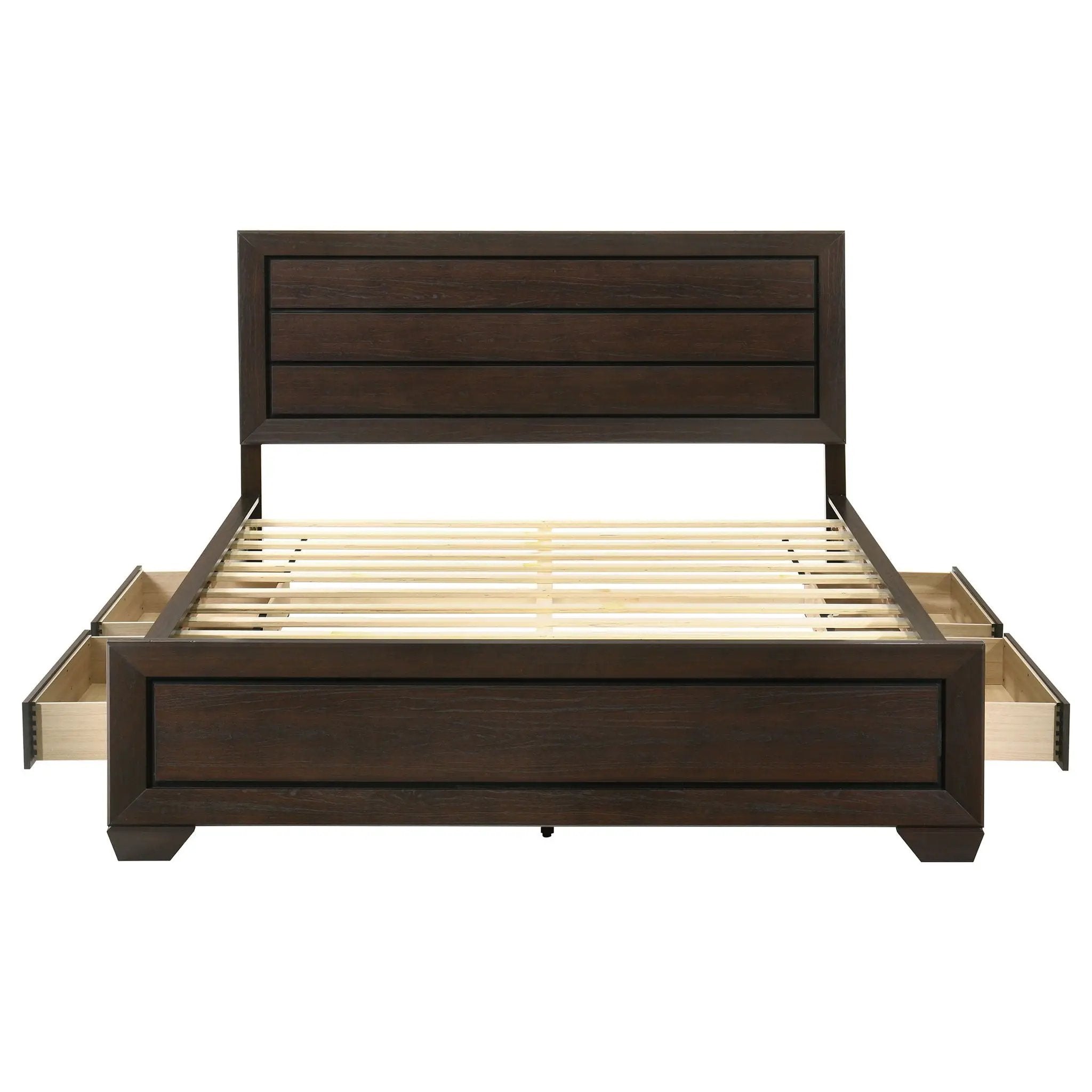 Kauffman Wood California King Storage Panel Bed Dark Cocoa by Unique Piece Furniture