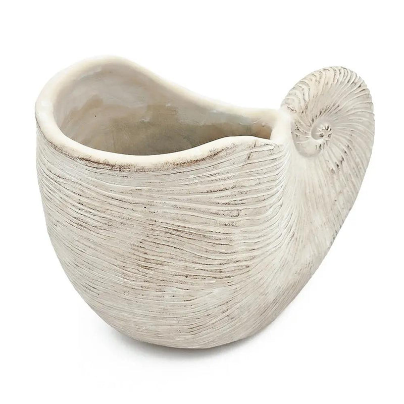 11.5x6.7x7.7" Sand and Cement Nautilus Shell Planter with Textured Beige Finish by HouseOfZazla