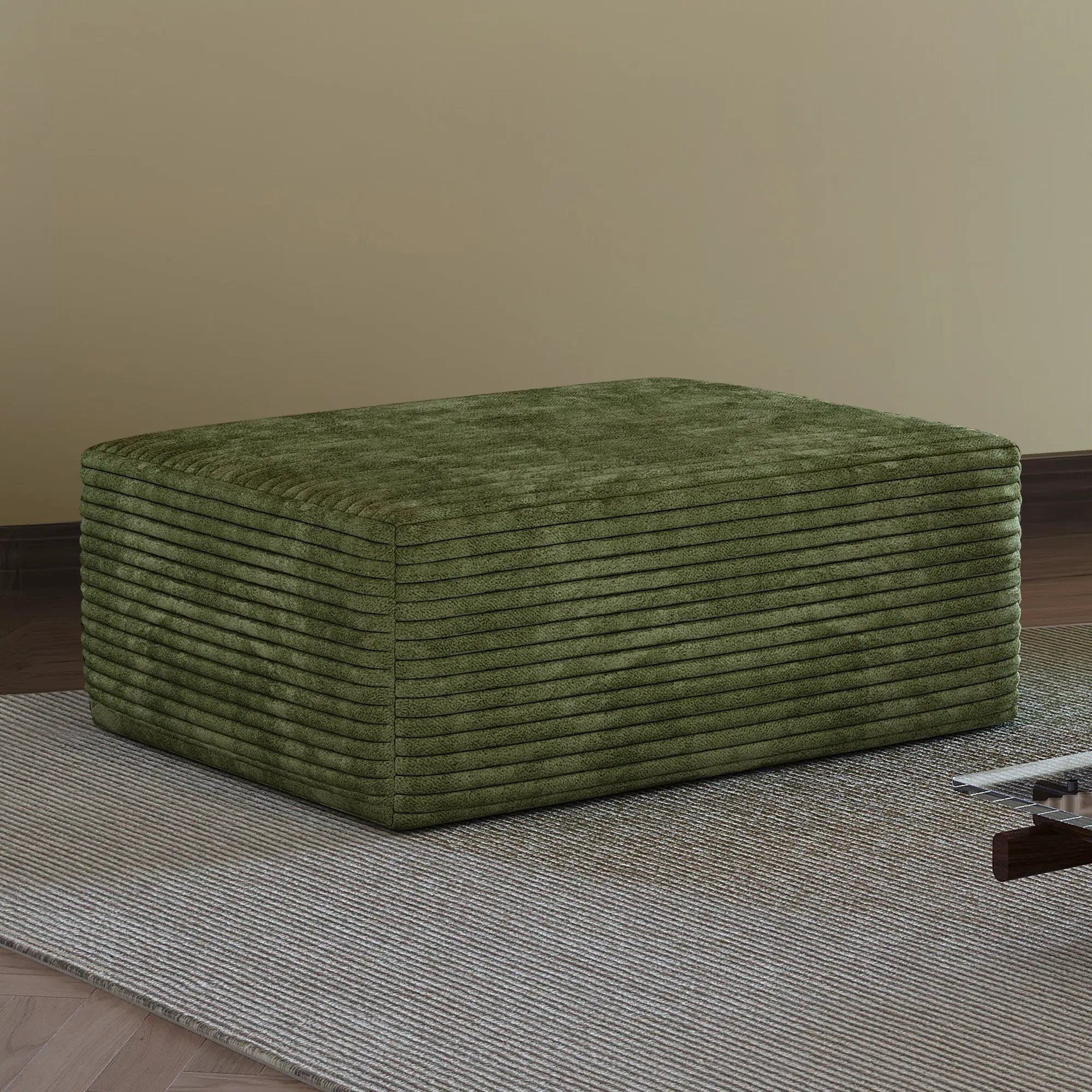 Green Plush Corduroy Sofa Ottoman by HouseOfZazla