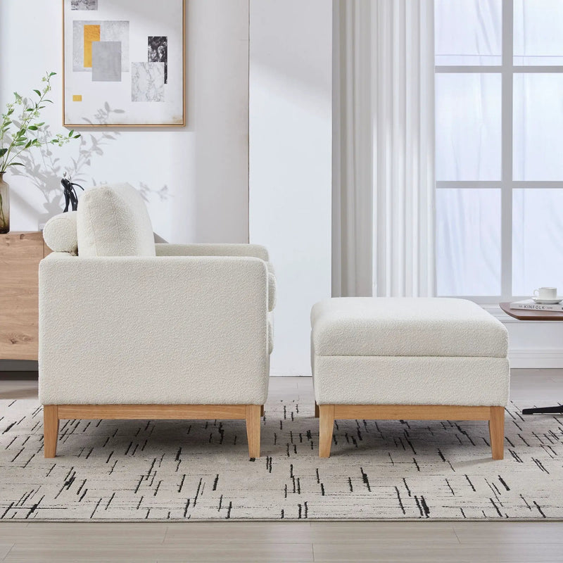 Oversized 360 Degree Swivel Barrel Accent Chair And Ottoman Set With Storage by Unique Piece Furniture