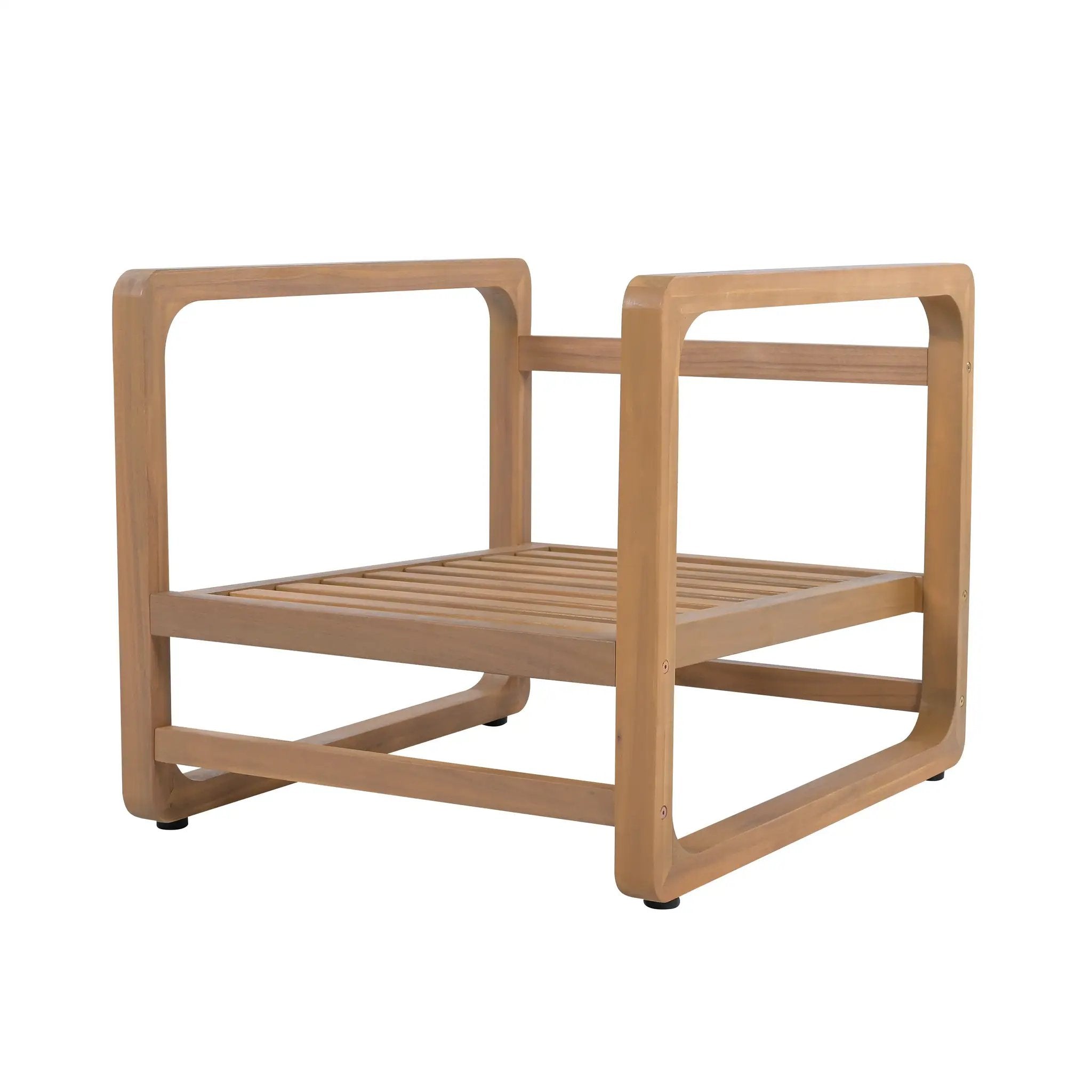 Acacia Wood Outdoor Set: 2 Club Chairs + Rustic Slat Side Table by HouseOfZazla