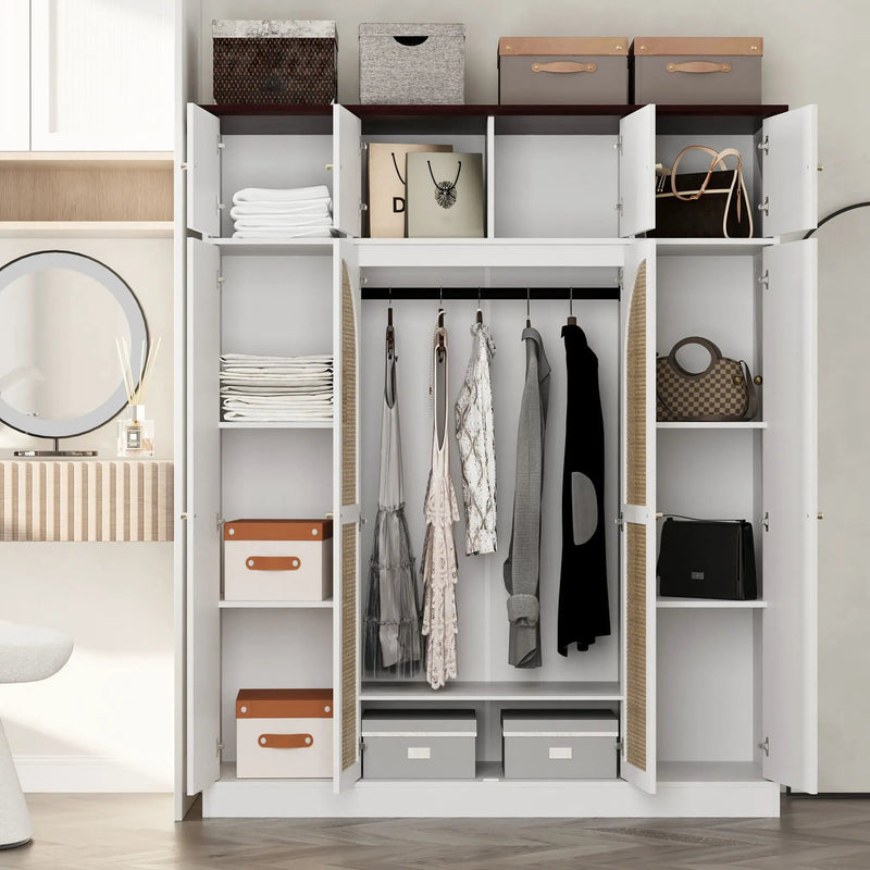 8 Door Armoire Wardrobe With Adjustable Shelves And Hanging Rod by Unique Piece Furniture