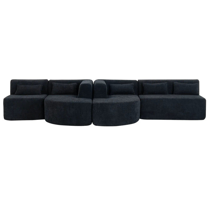 Upholstered Sofa Free Combined Sofa Couch With 2 Chaise Lounge And Five Back Pillows For Living Room by HouseOfZazla