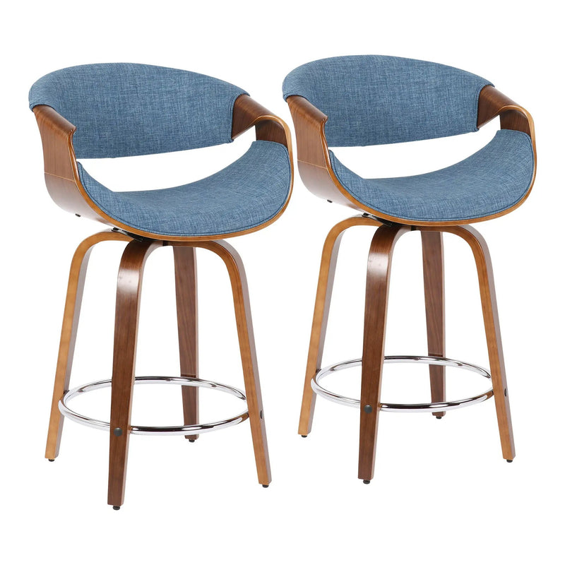 Curvini - Mid Century Modern Counter Stool (Set of 2) by HouseOfZazla