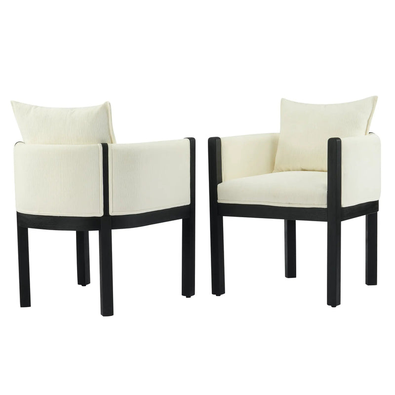 Linen Upholstered Armchair with Black Rubber Wood Legs by HouseOfZazla