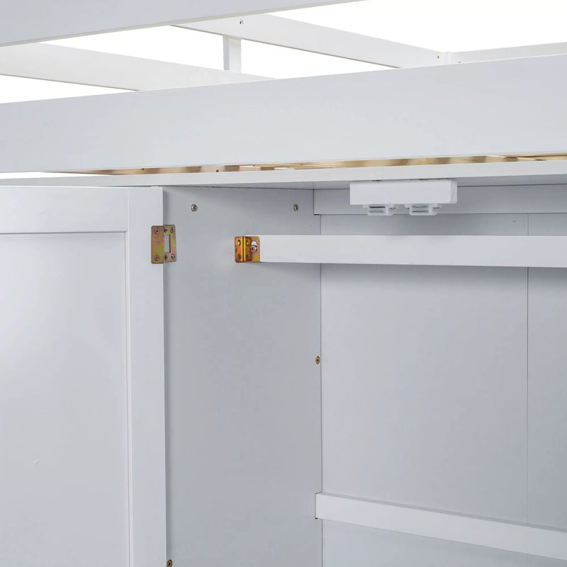 Loft Bed With Built In Wardrobe, Shelves And Drawers