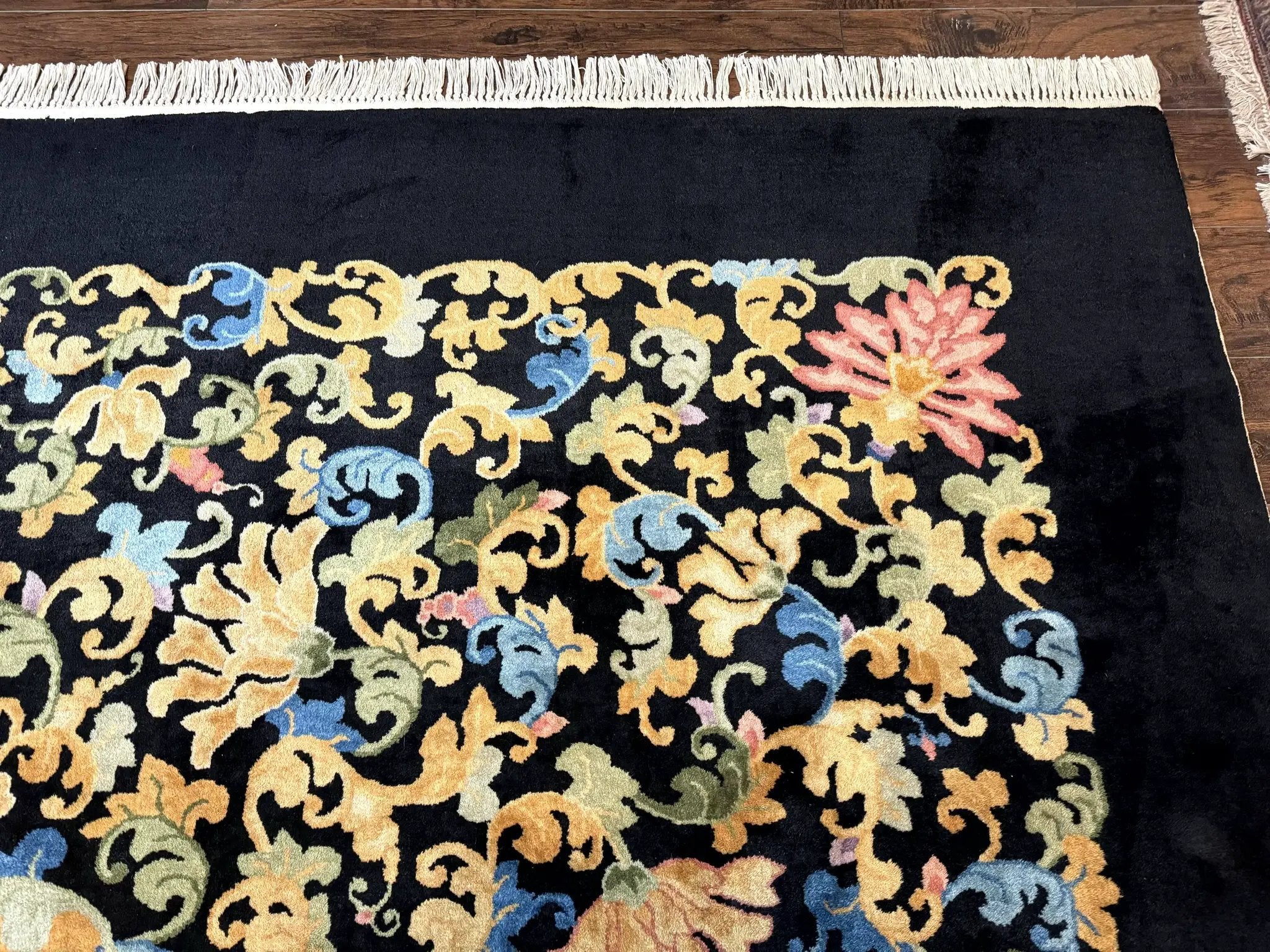 Antique Chinese Peking Rug 12.6 x 14.9, Palace Size Asian Oriental Carpet, Art Deco Rug, Rare by Jewel Rugs