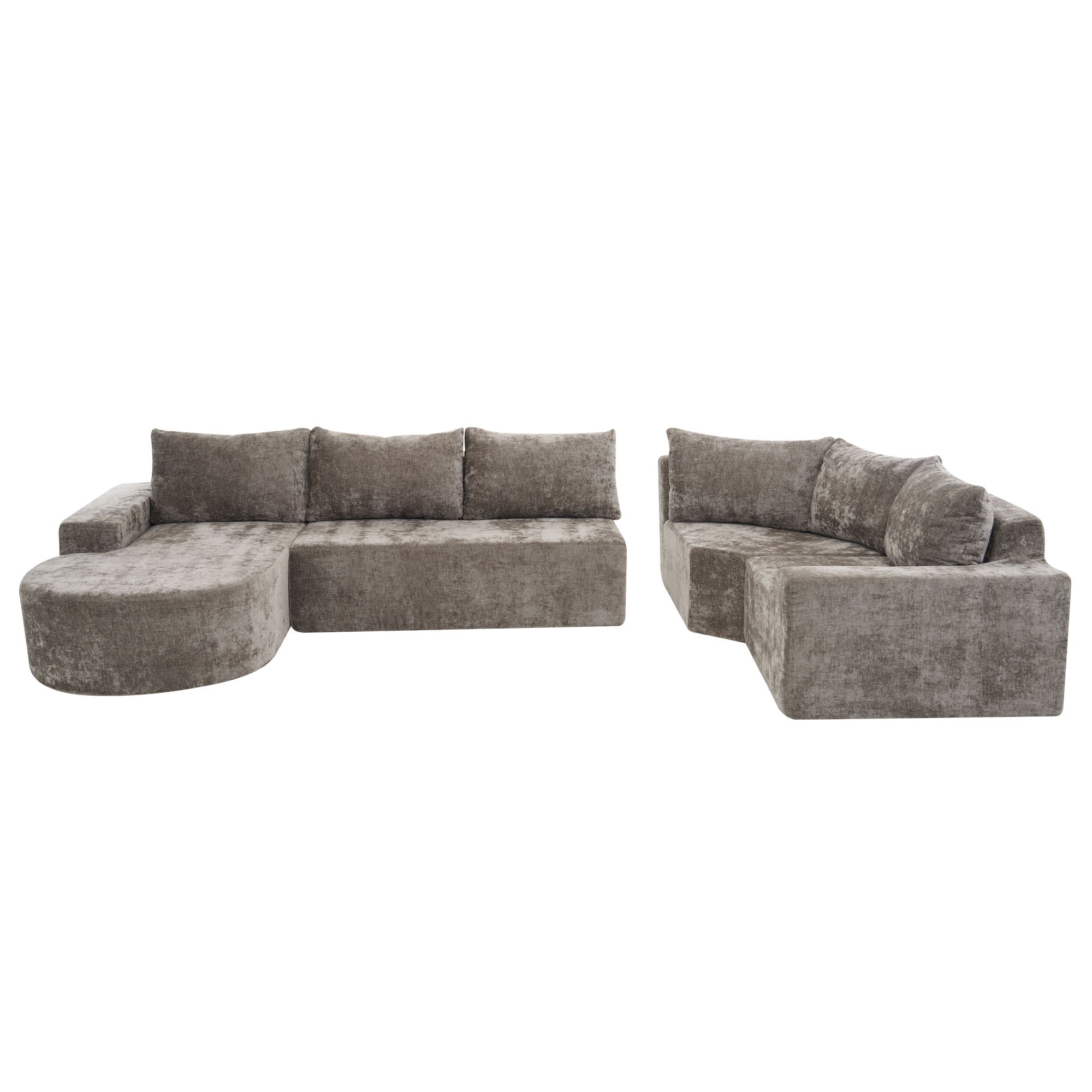 Modular Cloud Sectional Sofa Set, U-Shaped Upholstered Couch With Deep Seat by HouseOfZazla