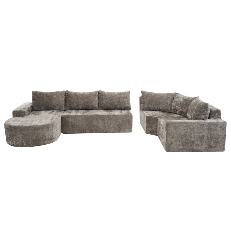 Modular Cloud Sectional Sofa Set, U-Shaped Upholstered Couch With Deep Seat by HouseOfZazla