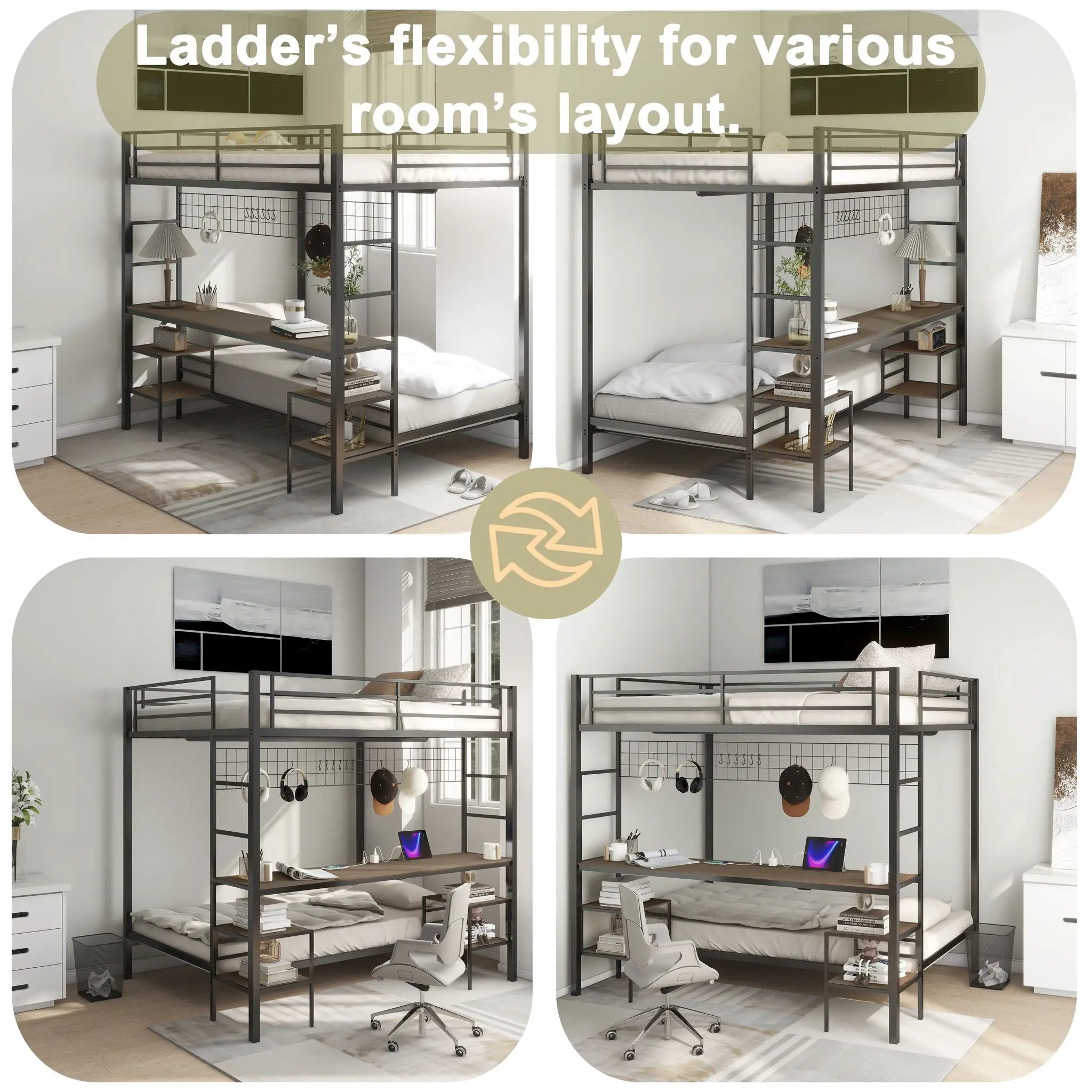Ethan - Bunk Bed With Desk, Charging Station, Storage Shelves