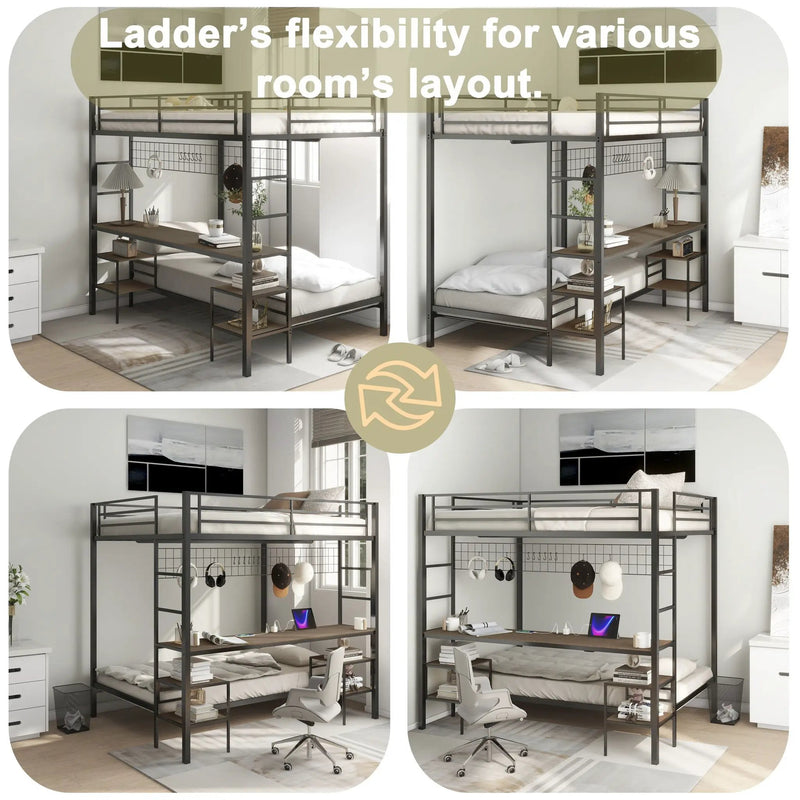 Ethan - Bunk Bed With Desk, Charging Station, Storage Shelves