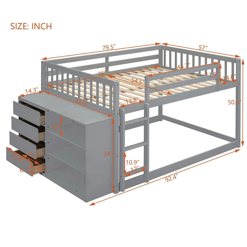 Bunk Bed With 4 Drawers and 3 Shelves by HouseOfZazla