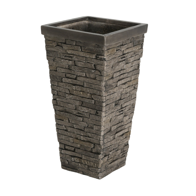 Tall Stone-Effect Square Planter by HouseOfZazla