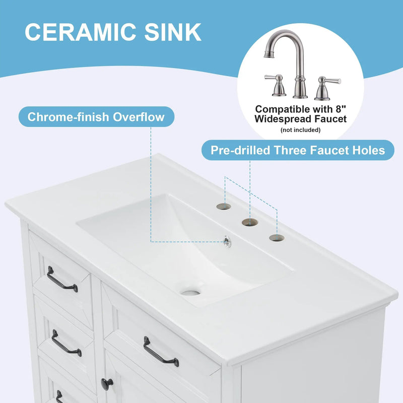 36-Inch Bathroom Vanity with Ceramic Sink Top by HouseOfZazla
