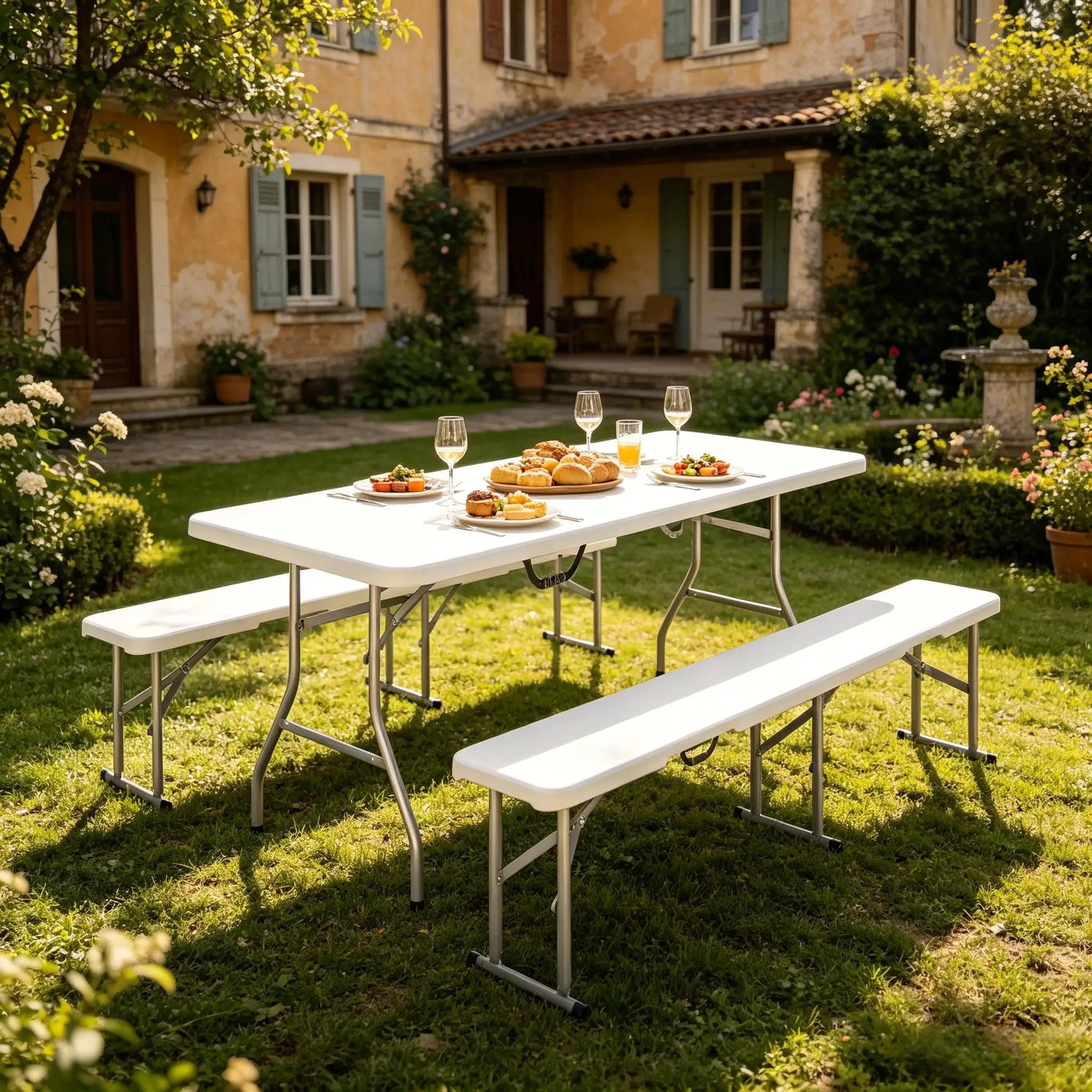 Foldable Picnic Table and Chairs, Portable Camping Table and Chairs, Outdoor Camping Furniture Set by HouseOfZazla