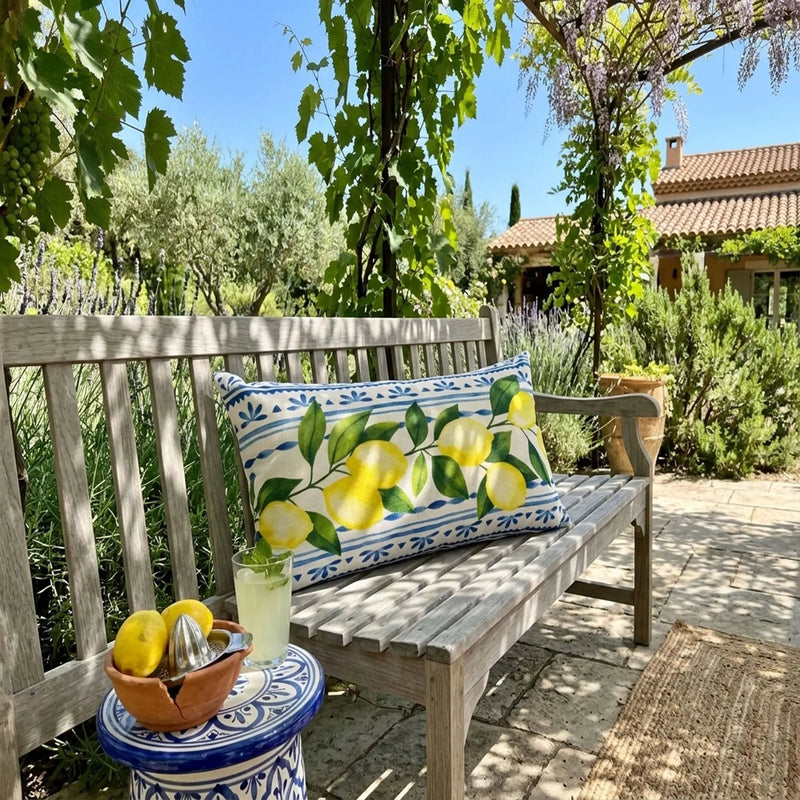 Summer Fresh Lemon Lumbar Outdoor Pillows - Multi by HouseOfZazla