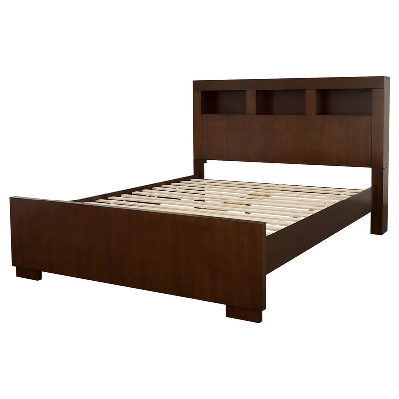 Jessica California King LED Storage Bookcase Bed Cappuccino by Unique Piece Furniture