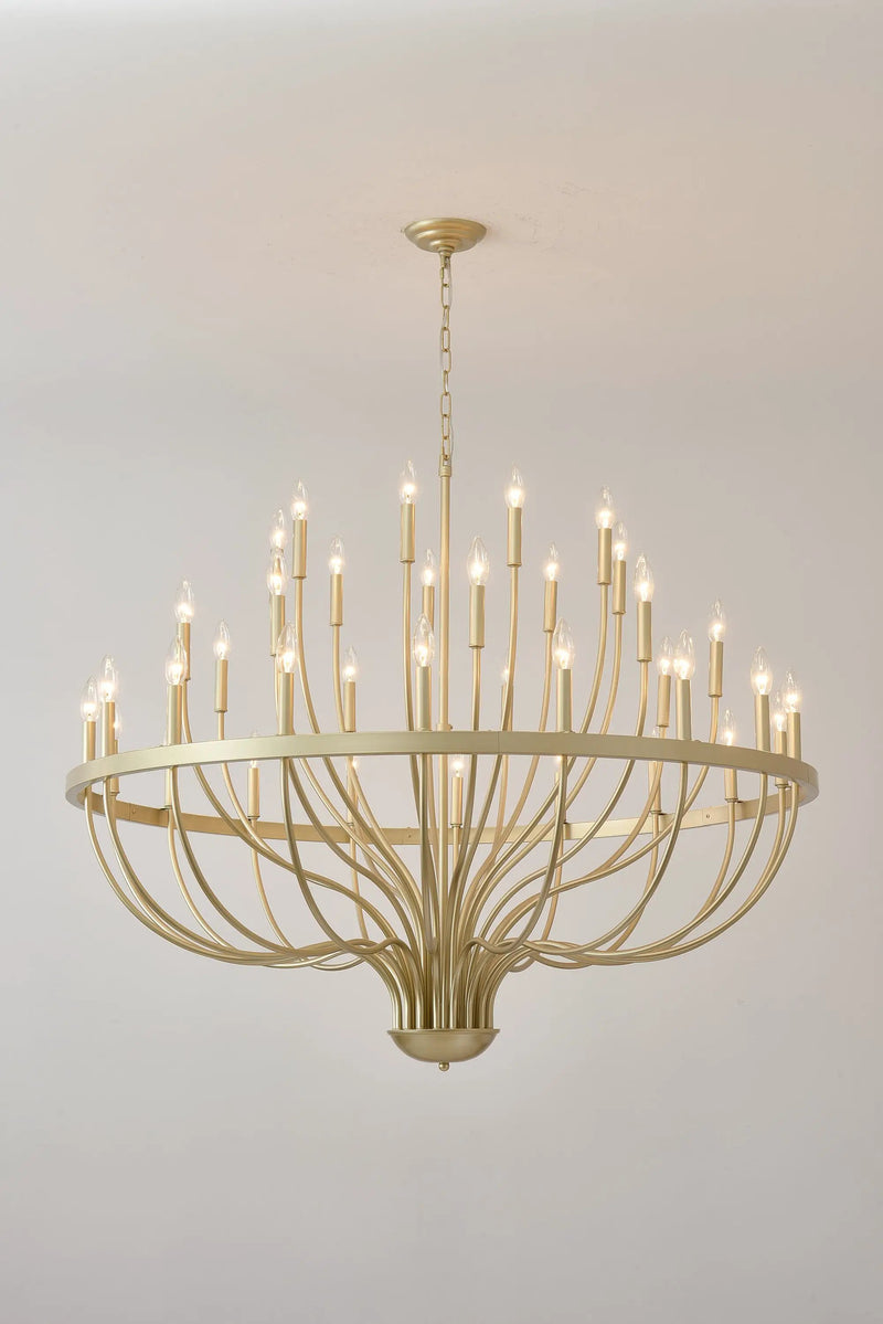 36-Light Gold Industrial Iron Candle Chandelier by HouseOfZazla