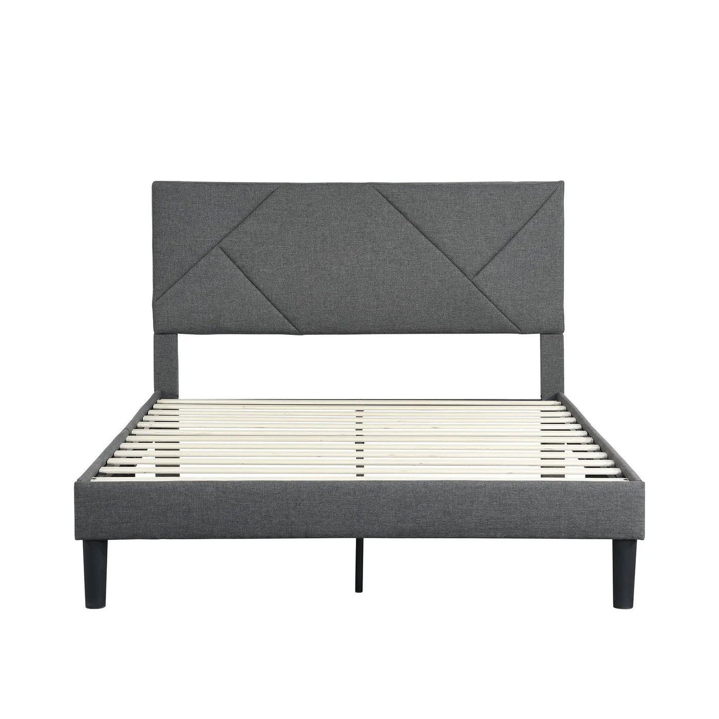 Upholstered Platform Bed Frame With Headboard, Wood Slat Support by Unique Piece Furniture
