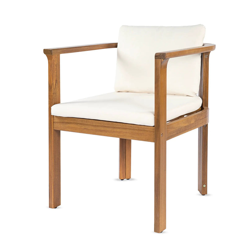 Outdoor Dining Chair Set of 2 with Curved Acacia Wood Arms by HouseOfZazla