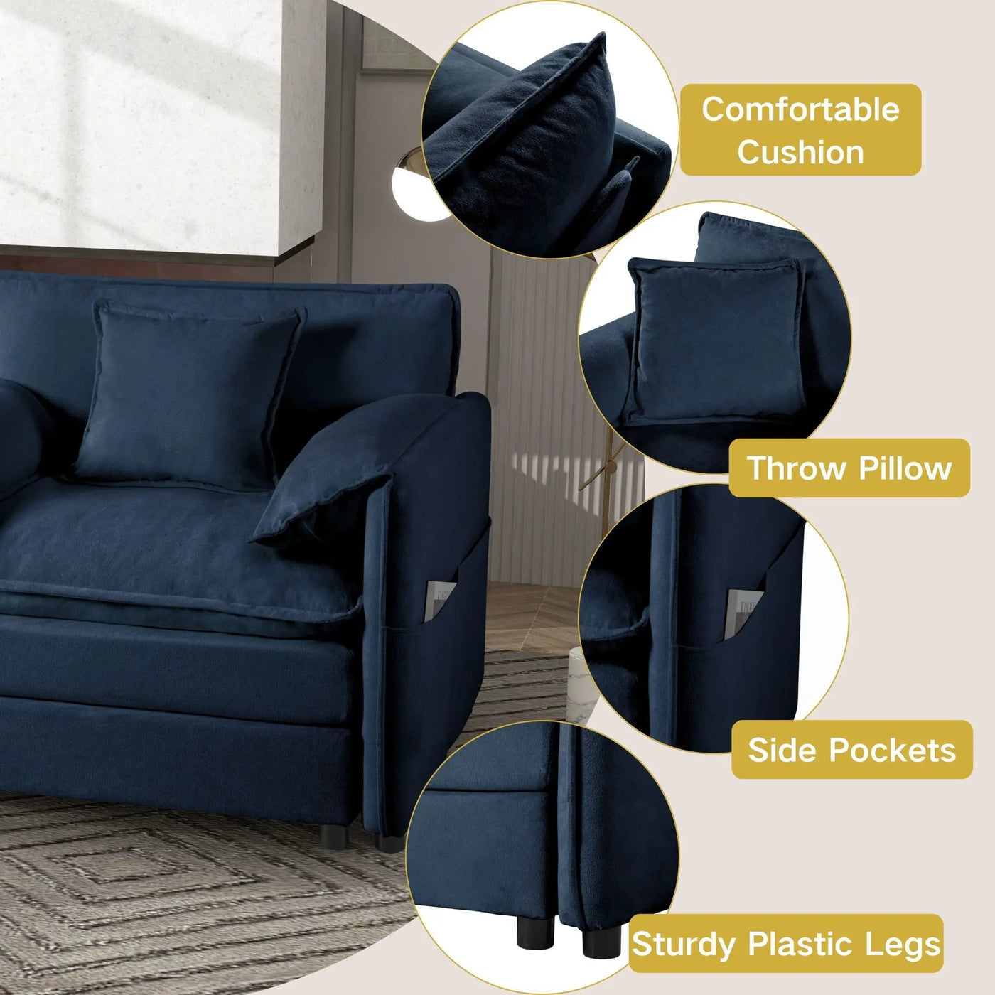 Oversized Chair With Movable Ottoman, Soft Upholstered Lounge Chair by HouseOfZazla
