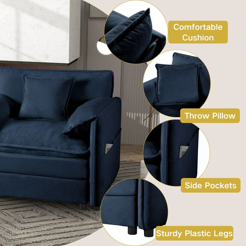 Oversized Chair With Movable Ottoman, Soft Upholstered Lounge Chair by HouseOfZazla