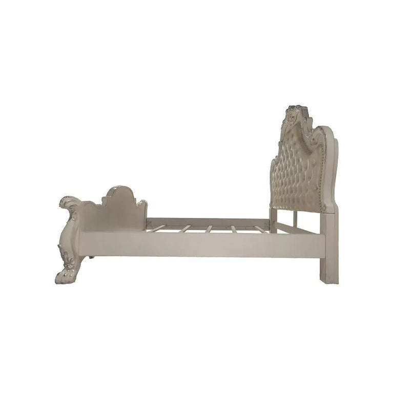 Dresden - Queen Bed - Synthetic Leather & Bone White by Unique Piece Furniture