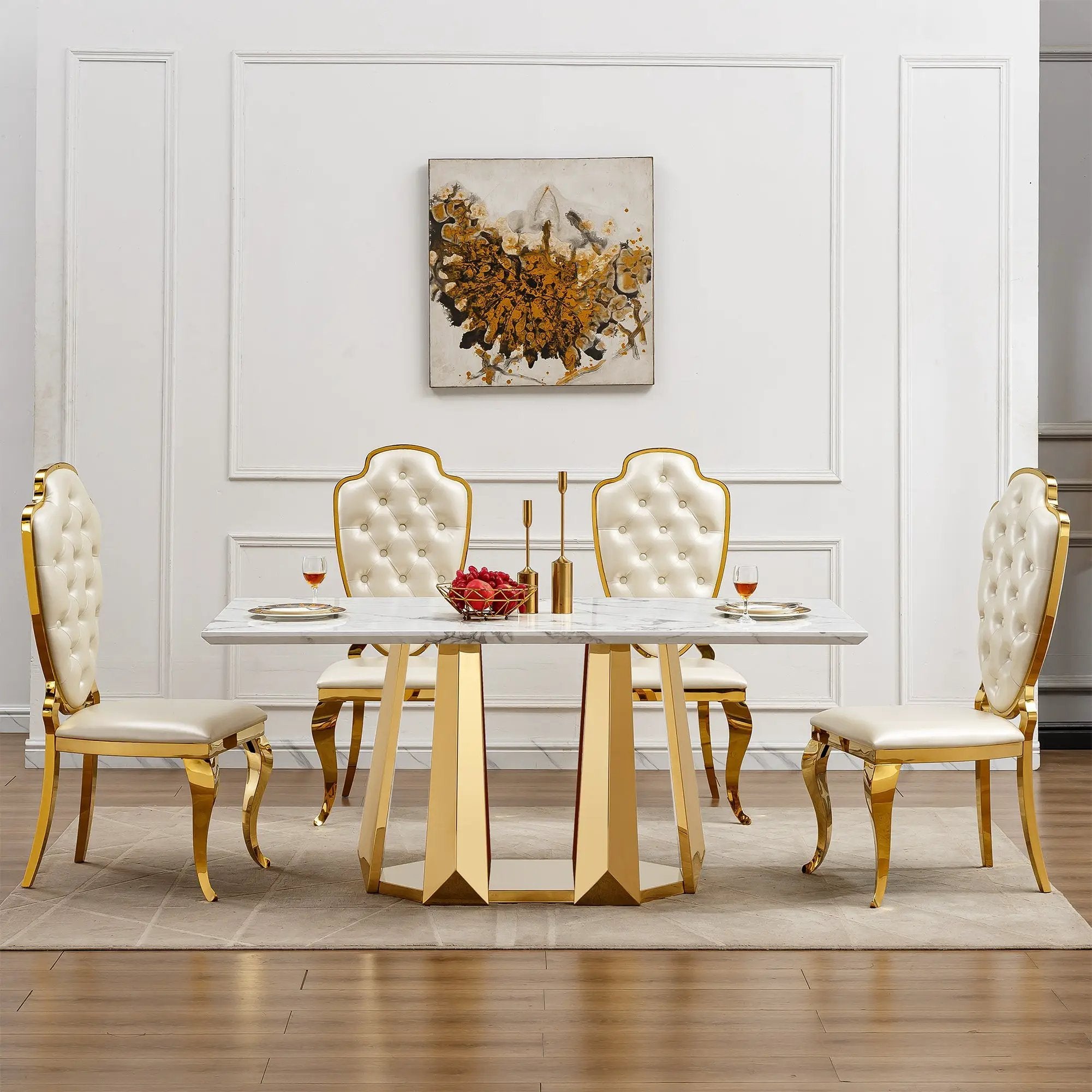 70'' Faux Marble Dining Table for 6 People by HouseOfZazla
