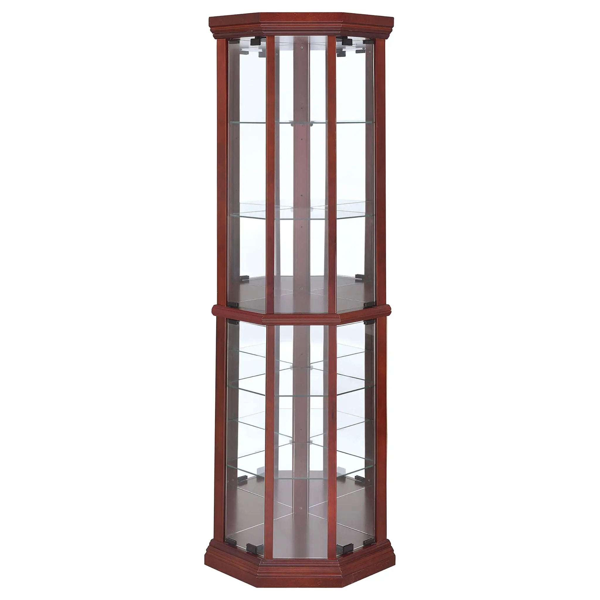 Appledale 6-shelf Corner Curio Display Cabinet Medium Brown by Unique Piece Furniture