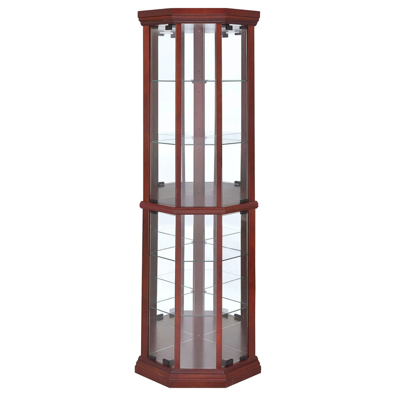 Appledale 6-shelf Corner Curio Display Cabinet Medium Brown by Unique Piece Furniture