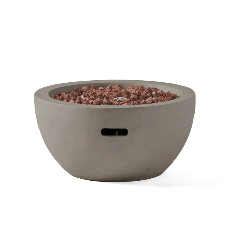 27' Bowl Shaped MGO 40,000 BTU Propane Fire Pit, Light Grey (Tank Cover not Included) by HouseOfZazla