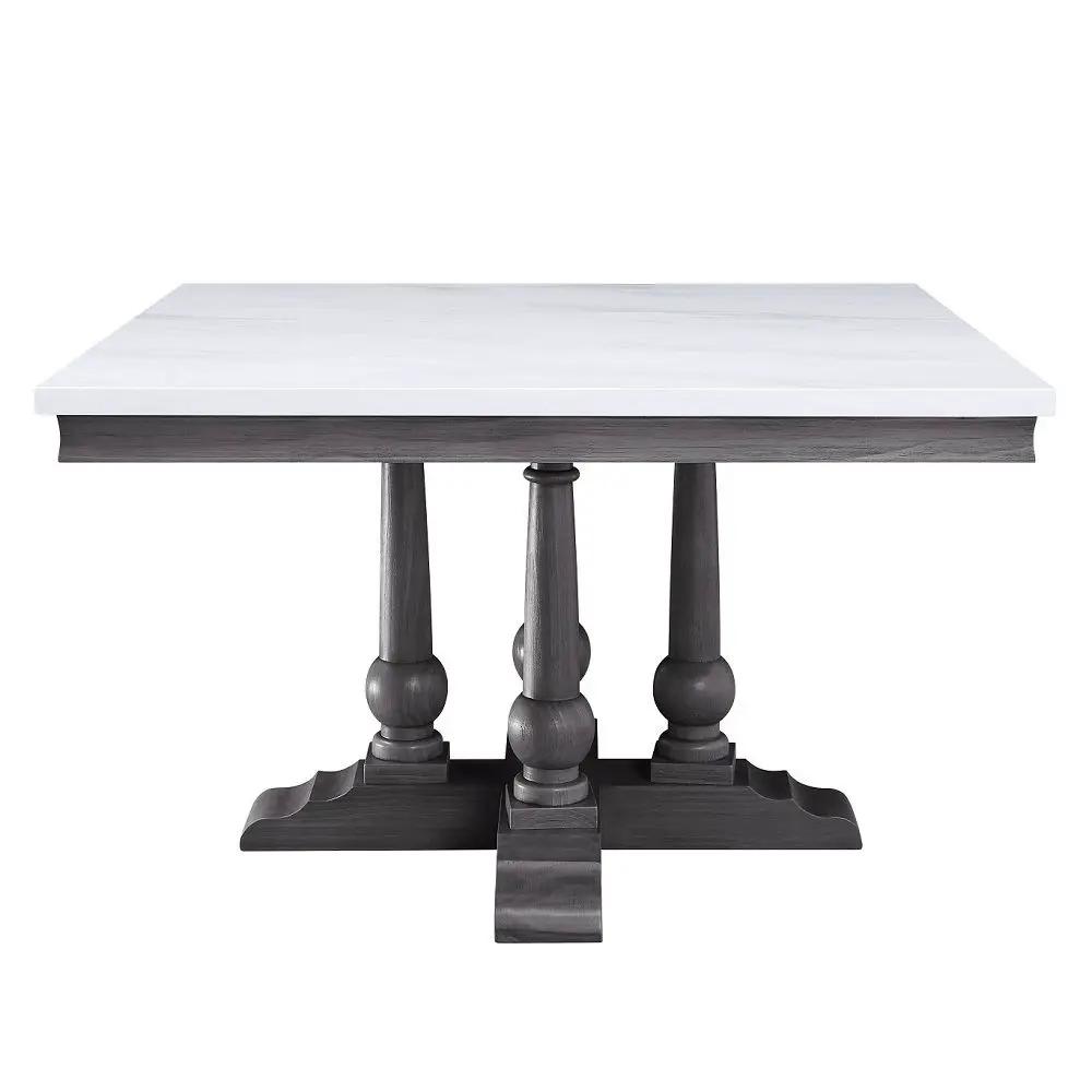 Yabeina - Square Dining Table - Marble Top Top & Gray Oak by Unique Piece Furniture