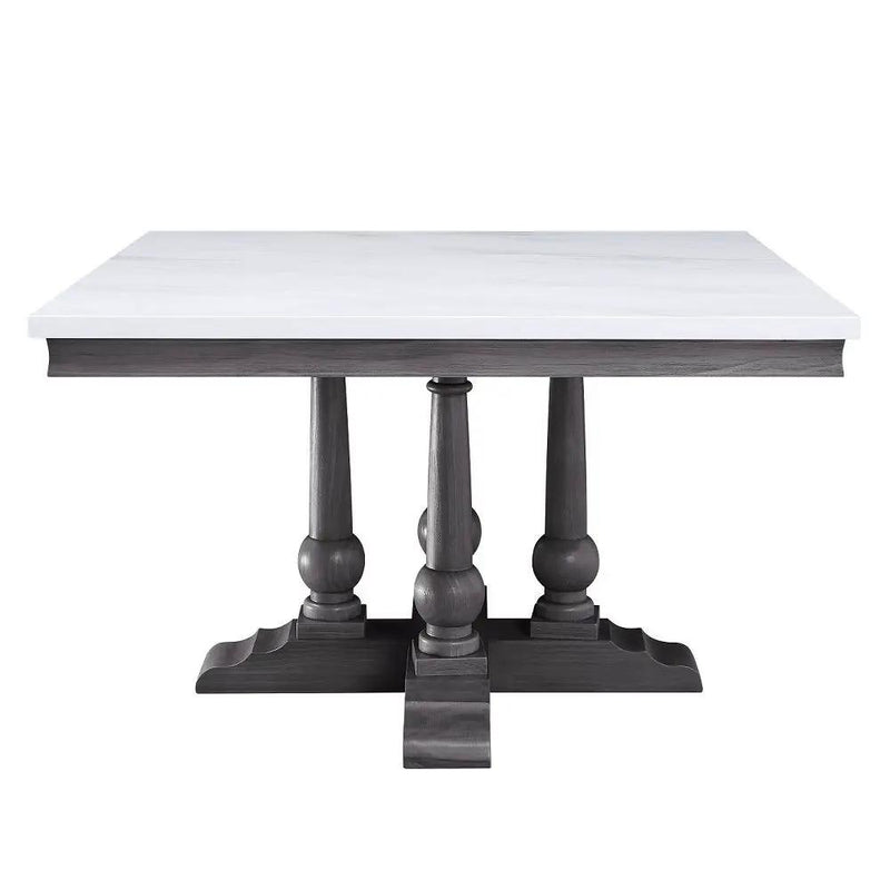 Yabeina - Square Dining Table - Marble Top Top & Gray Oak by Unique Piece Furniture