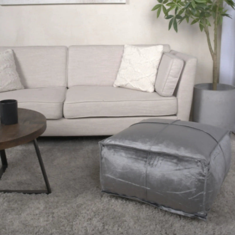 Nati - Square Pouf Ottoman And Floor Cushion - Smoke by HouseOfZazla