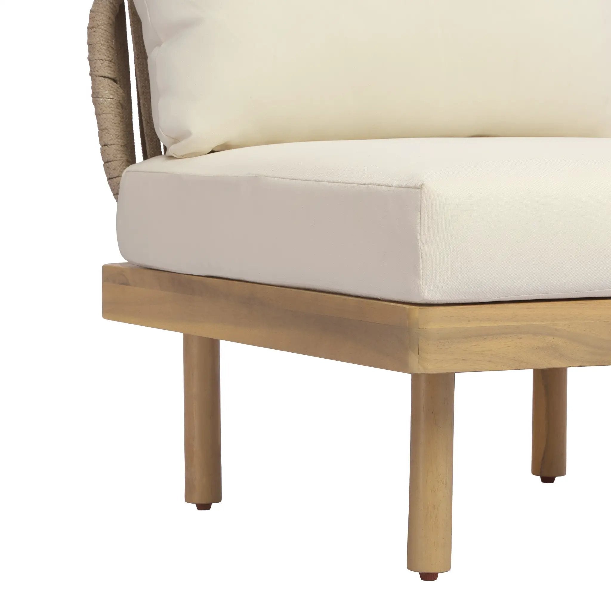 Acacia Wood Outdoor Armless Chair with Rope Back & Weather-Resistant Cushion by HouseOfZazla
