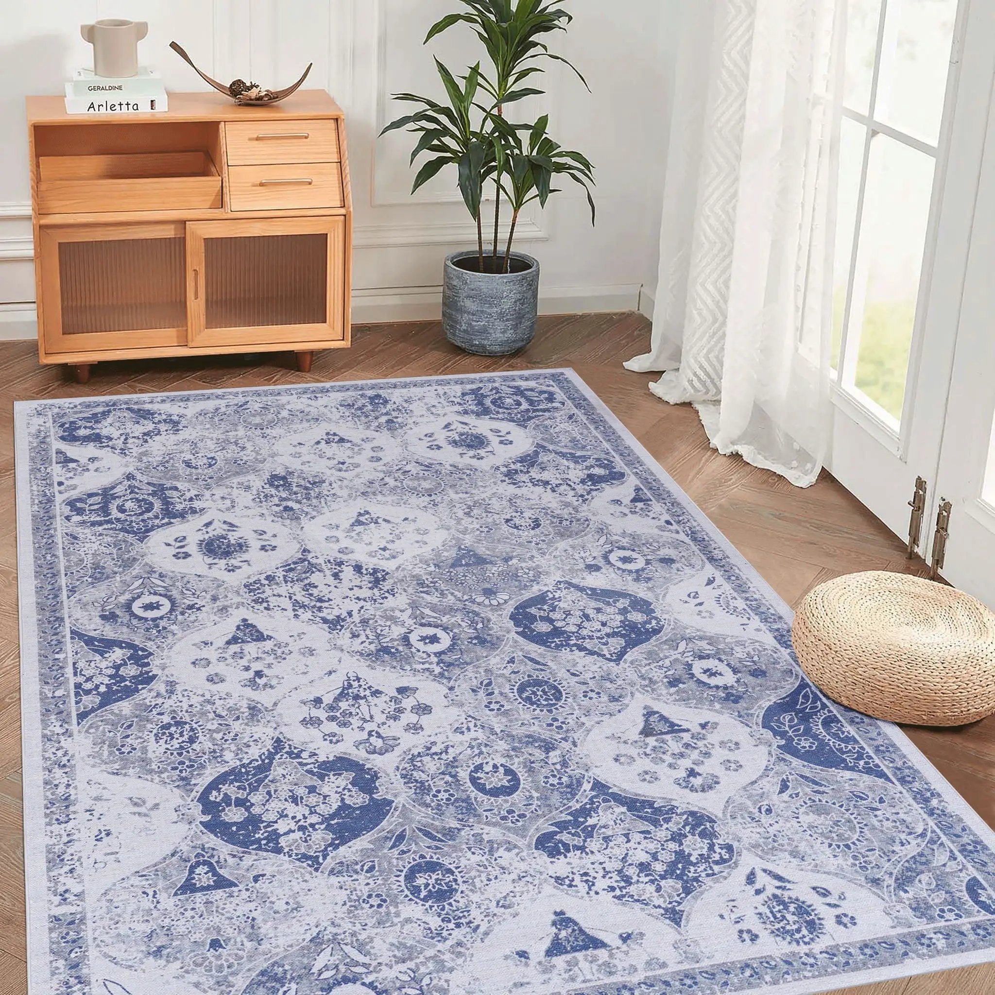 Maval - 6' X 9' Washable Area Rug - Blue by Unique Piece Furniture