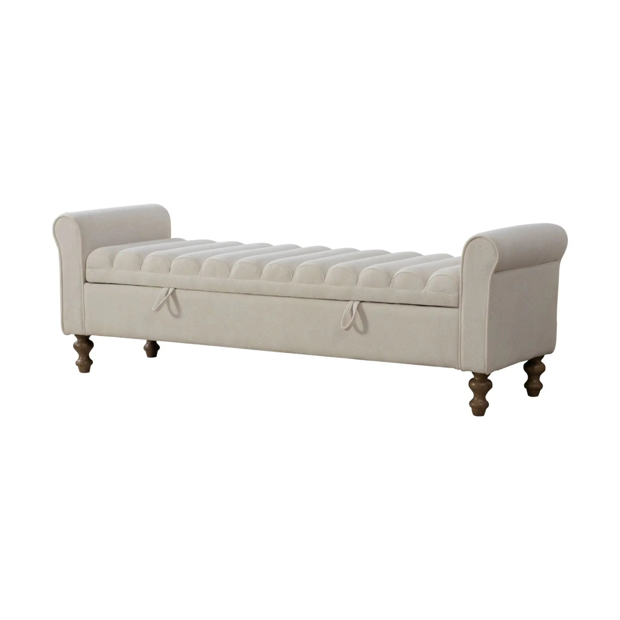 Wide Modern Upholstered Storage Bench With Rolled Armrest by HouseOfZazla
