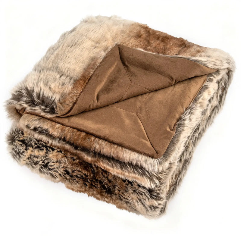 760GSM Soft Plush Fuzzy Luxury Faux Raccoon Fur Blanket for Sofa-M by DirectDeals