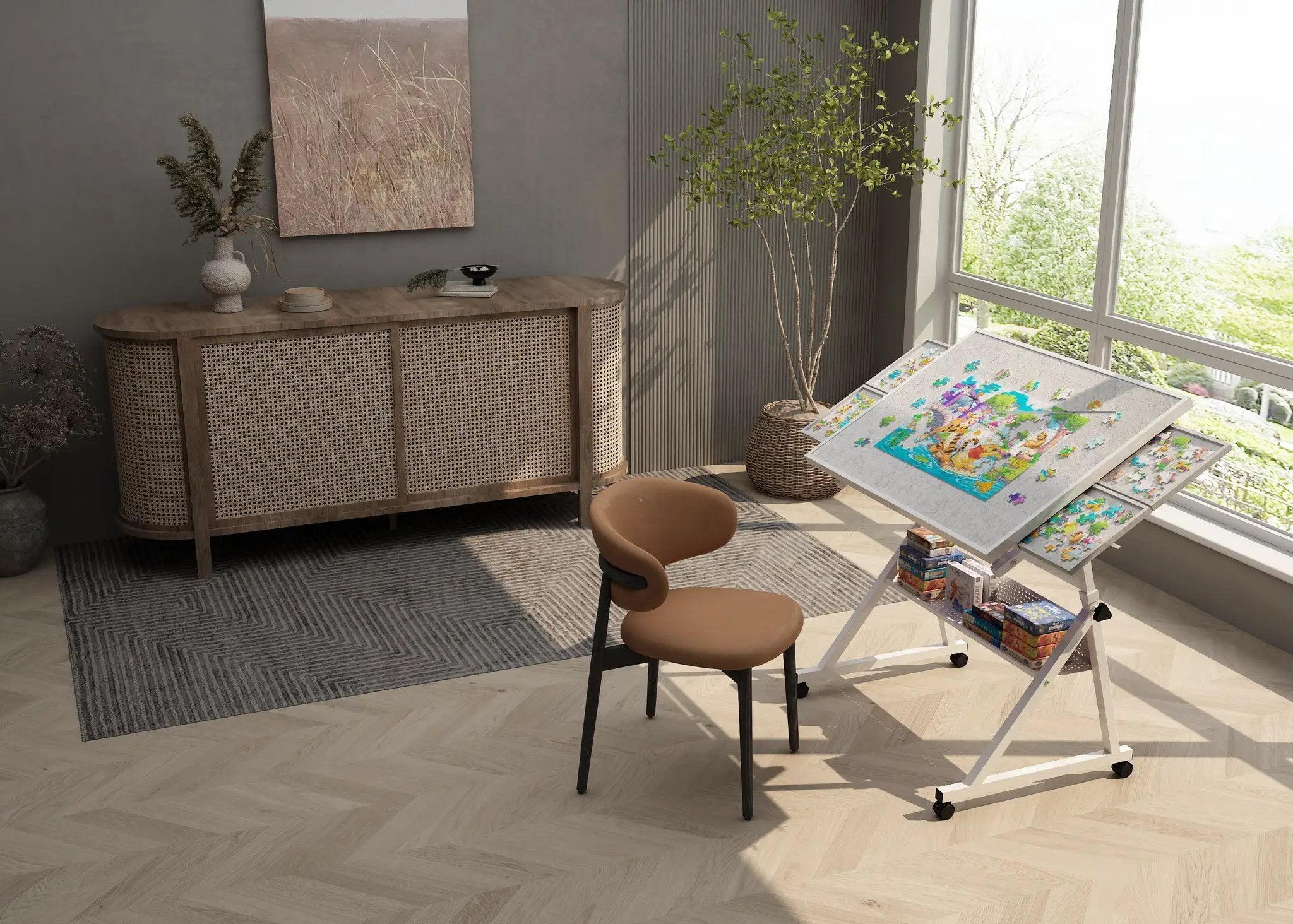 1500 Pieces Jigsaw Puzzle Metal Table Board with 4 Trays by HouseOfZazla