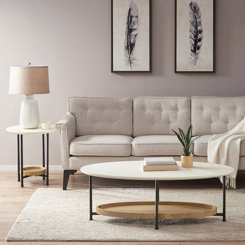 Oval Coffee Table - White / Natural by Unique Piece Furniture