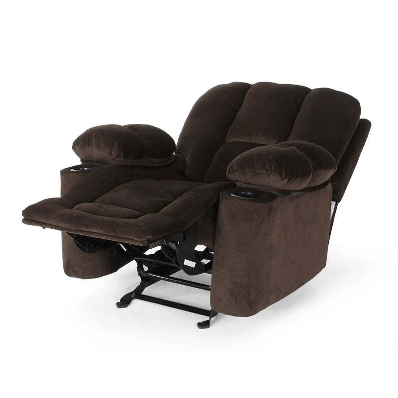 Luxurious Manual Recliner Chair With Skin-Friendly Fabric And Dual Cup Holders by Unique Piece Furniture