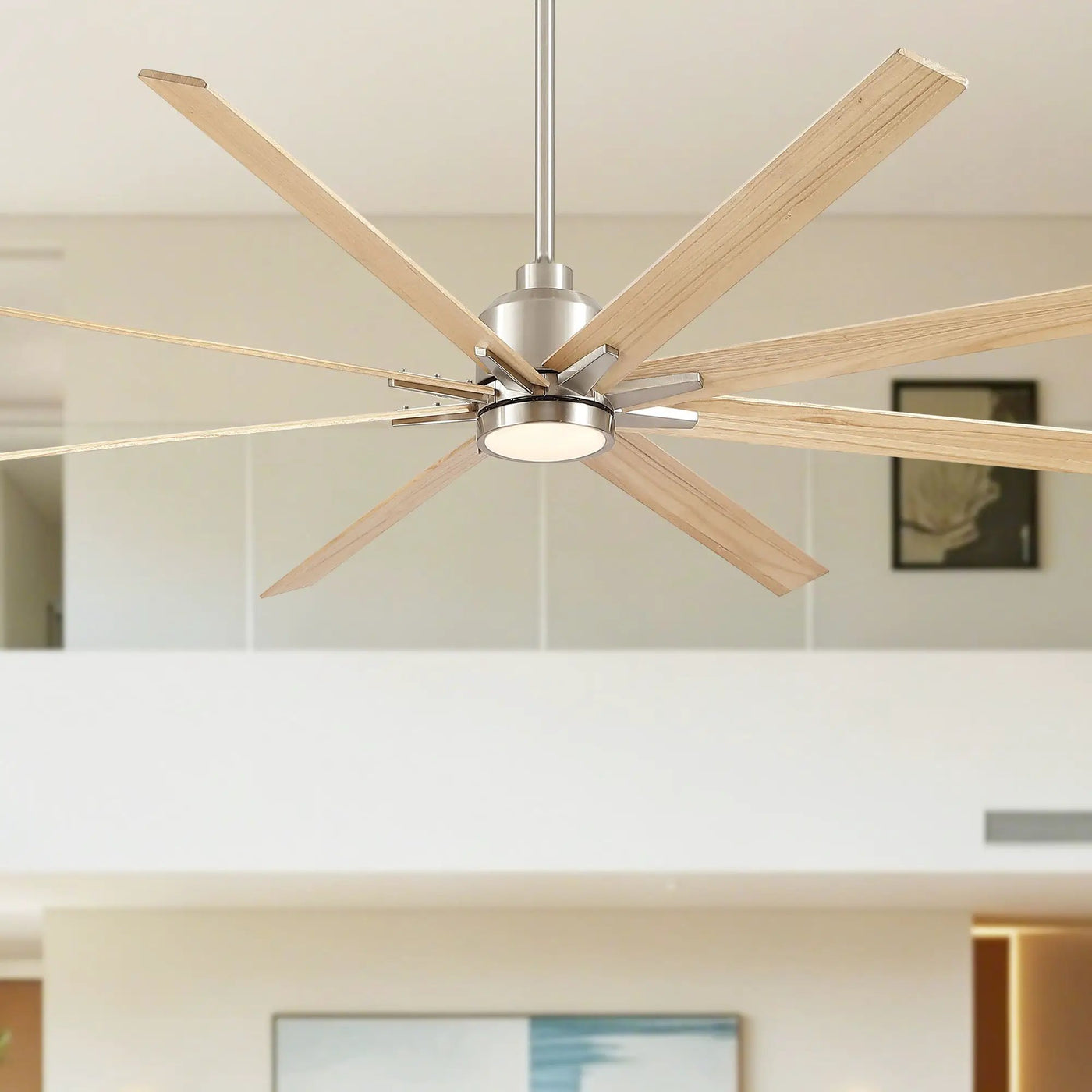 Oversized Large Ceiling Fan With Dimmable LED Light, 8 Blades, Remote Control by HouseOfZazla