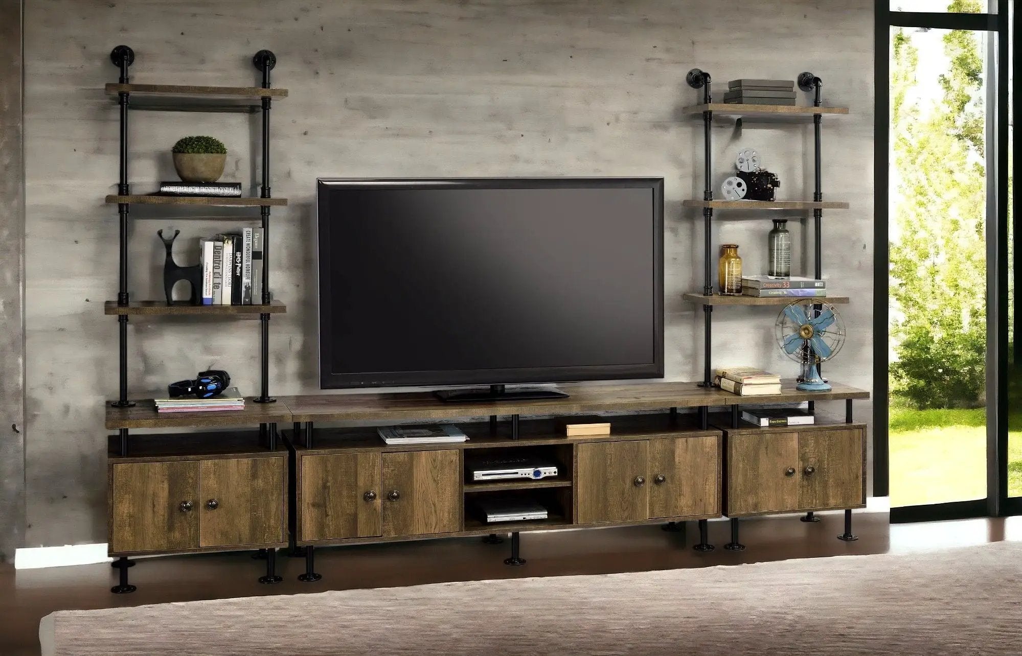 Ensata II - TV Stand - Rustic Oak / Black by Unique Piece Furniture