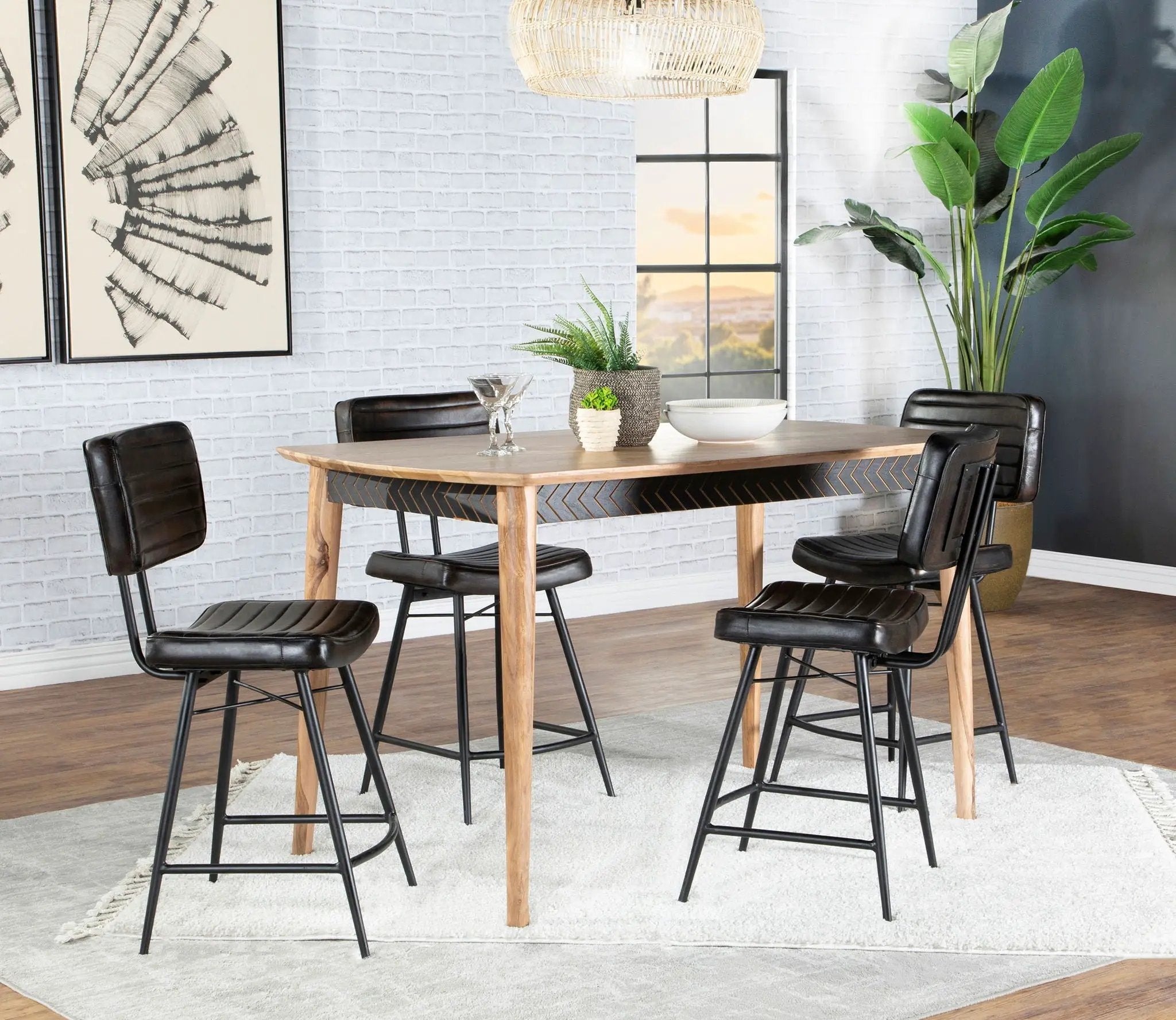 Partridge 5-piece Counter Dining Set Sheesham and Espresso by Unique Piece Furniture