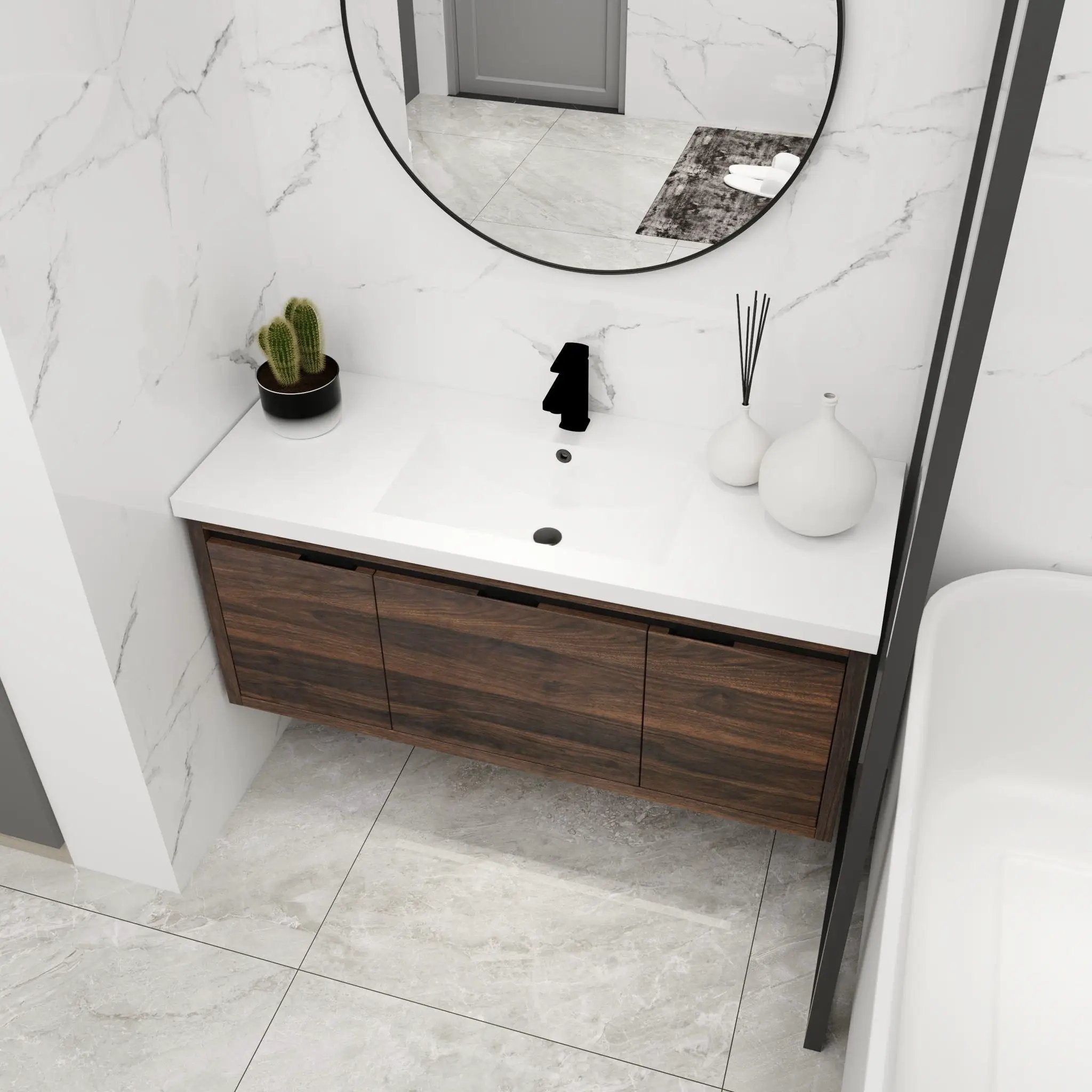 Floating Bathroom Vanity With Resin Sink And Soft Close Doors by Unique Piece Furniture