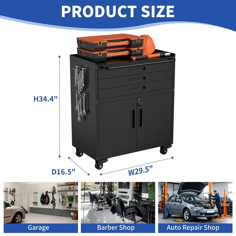 Rolling Tool Cabinet Heavy Duty Garage Storage With Lockable Doors by HouseOfZazla