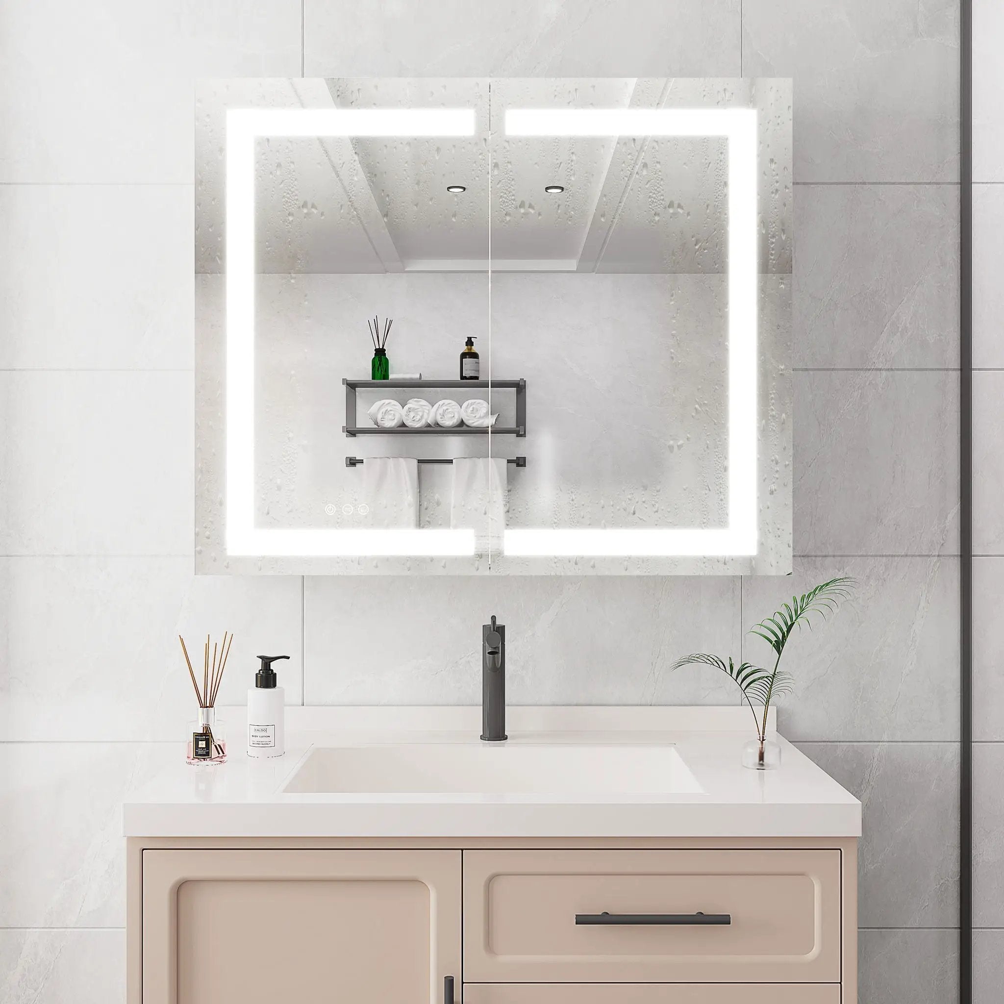 Medicine Cabinet With LED Vanity Mirror, Anti-Fog, Waterproof, Dimmable With Touch Switch by HouseOfZazla