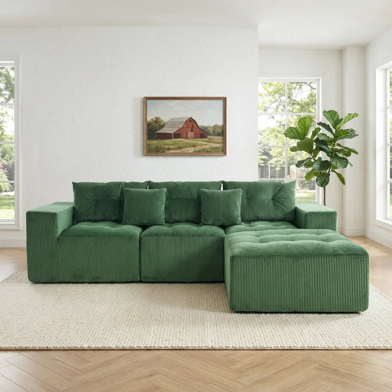 101" L-Shaped Modular Compression Sofa by HouseOfZazla