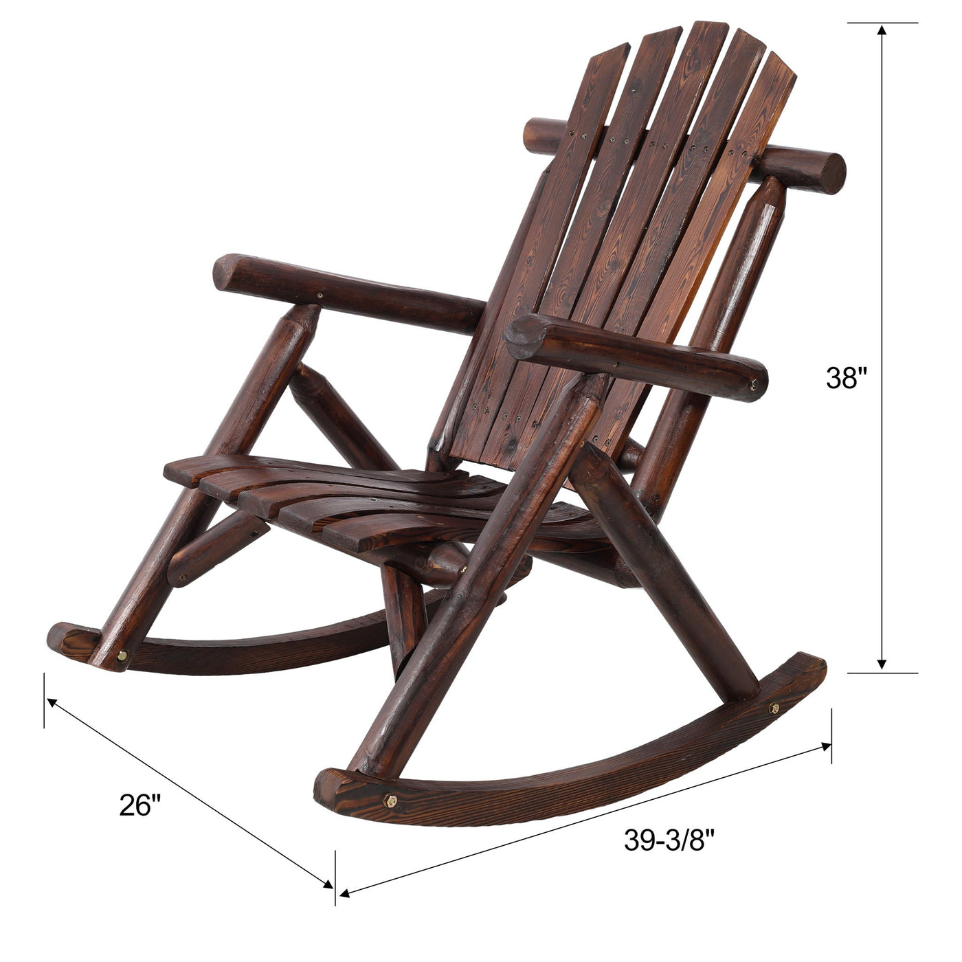 Durable Wooden Porch Rocker, Fir Log Rocking Chair by Unique Piece Furniture